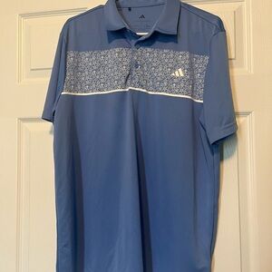 Adidas Men's Light Blue Polo with Pattern